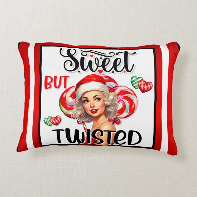 Retro Christmas Sweet n Twisted Pinup Decorative Cushion (Back)