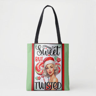 Retro Christmas Sweet n Twisted Pinup Tote Bag