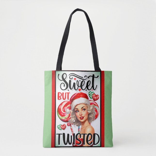 Retro Christmas Sweet n Twisted Pinup Tote Bag (Front)