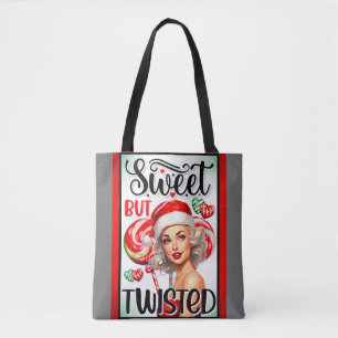 Retro Christmas Sweet n Twisted Pinup Tote Bag