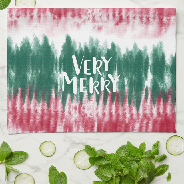 Retro Christmas Tie Dye | Funky Festive Tea Towel (Folded)