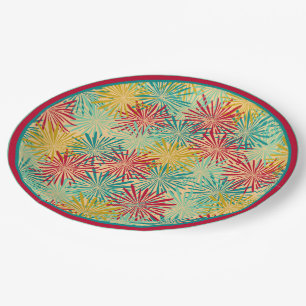 Retro Christmas Tinsel PomPoms (Tropical Colours) Paper Plate