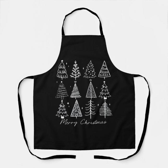 Retro Christmas Tree Classic Apron (Front)