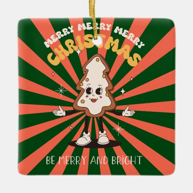 Retro Christmas Tree Cookie Ornament (Front)