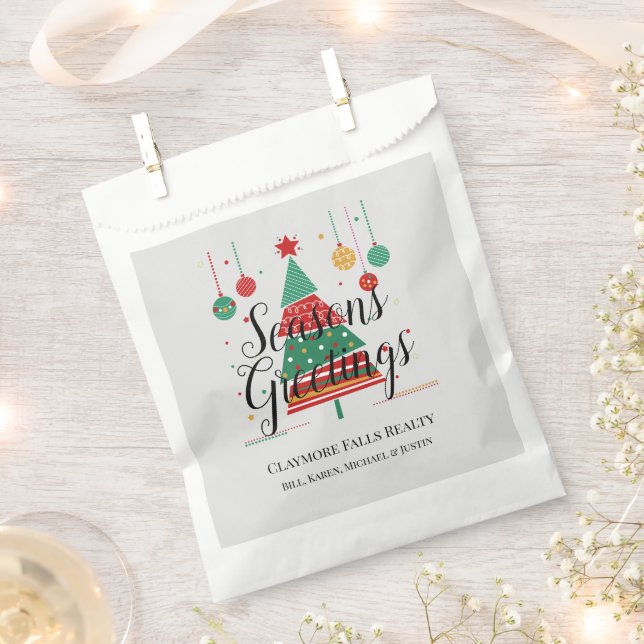 Retro Christmas Tree Customisable Favour Bags (Clipped)