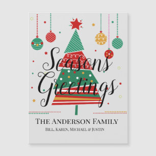Retro Christmas Tree Customisable Magnetic Card