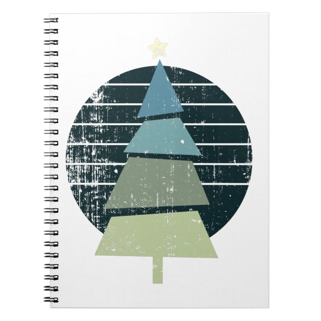 Retro Christmas Tree Design Notebook (Front)