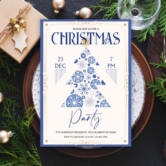 Retro Christmas Tree Elegant Christmas Party Invitation (Creator Uploaded)