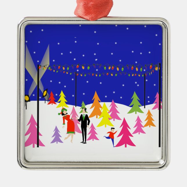 Retro Christmas Tree Farm Holiday Ornament (Front)