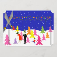 Retro Christmas Tree Farm Party Invitations