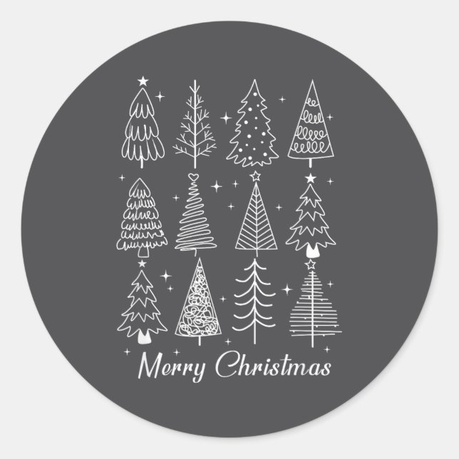Retro Christmas Tree,funny Christmas Design Tee Wo Classic Round Sticker (Front)