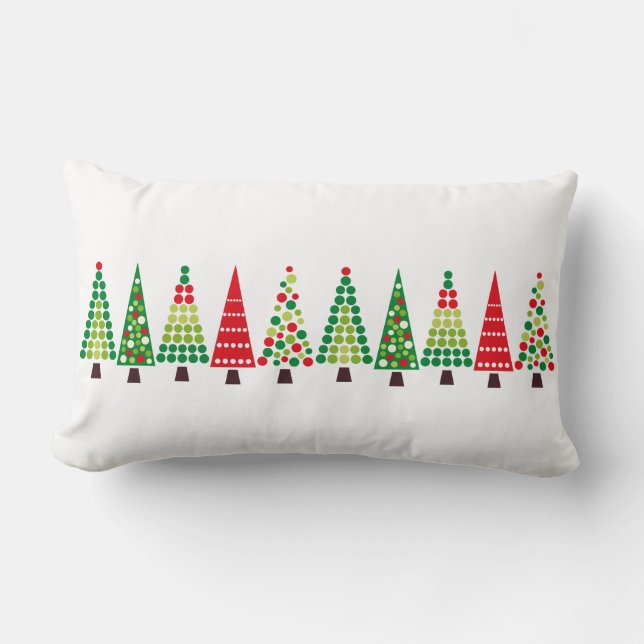 Retro Christmas Tree Lumbar Cushion (Front)