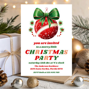 Retro Christmas Tree Ornaments Editable Party Invitation
