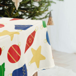 Retro Christmas tree ornaments Tablecloth