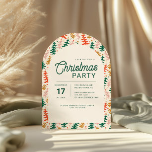 Retro Christmas Tree Party Arch Invitation