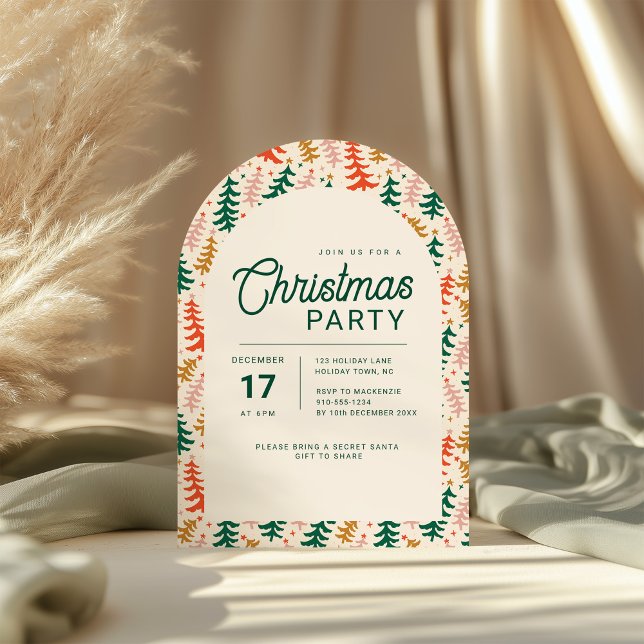 Retro Christmas Tree Party Arch Invitation (Retro Christmas Tree Christmas party Arch invitation)