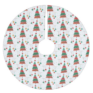 Retro Christmas Tree Pattern Brushed Polyester Tree Skirt