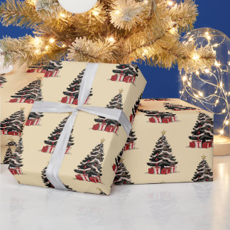 Retro Christmas Tree Pattern Wrapping Paper