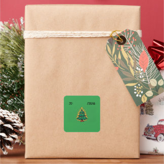 Retro Christmas tree Square Sticker