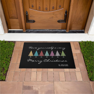 Retro Christmas Trees Doormat