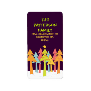 Retro Christmas Trees Holiday Address Label