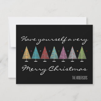 Retro Christmas Trees Holiday Card