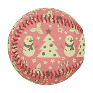 Retro Christmas trees holly berry star candy cane Baseball