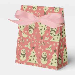 Retro Christmas trees holly berry star candy cane Favour Box