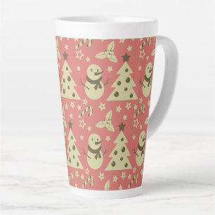 Retro Christmas trees holly berry star candy cane  Latte Mug