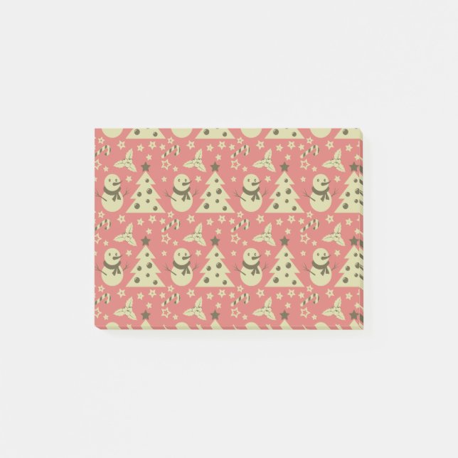 Retro Christmas trees holly berry star candy cane  Post-it Notes (Front)