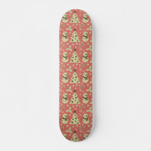Retro Christmas trees holly berry star candy cane Skateboard