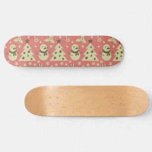 Retro Christmas trees holly berry star candy cane Skateboard
