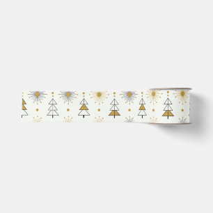 “Retro Christmas Trees Mid Century Modern Grosgrain Ribbon