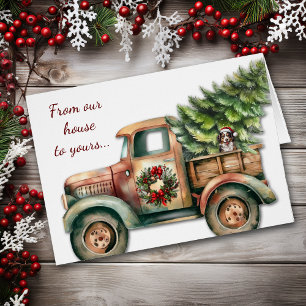 Retro Christmas Truck Australian Shepherd Dog