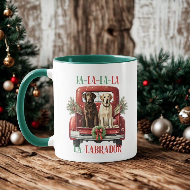 Retro Christmas Truck Labrador Dog Coffee Mug (Creator Uploaded)