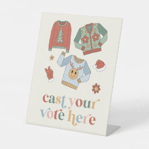 Retro Christmas Ugly Sweater Contest Vote Sign