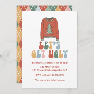 Retro Christmas Ugly Sweater Party Invitation