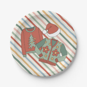 Retro Christmas Ugly Sweater Party Paper Plates