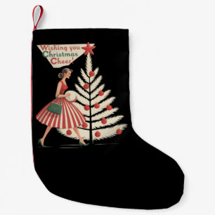 Retro Christmas Vintage 50s Holiday 1950s Lady Small Christmas Stocking