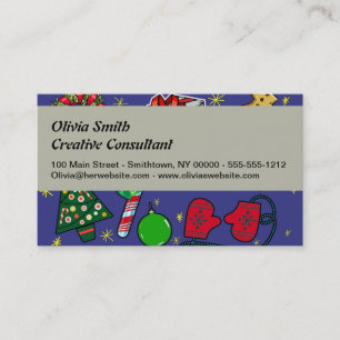 Retro Christmas Vintage Colourful Blue Red Green Business Card