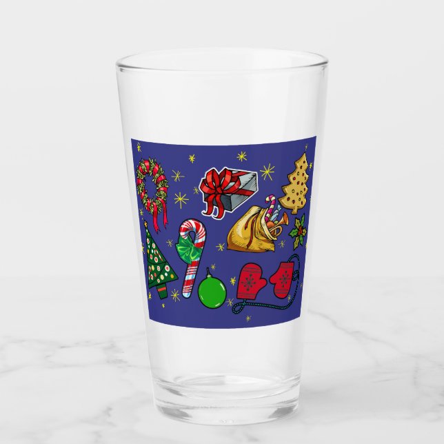 Retro Christmas Vintage Colourful Blue Red Green Glass (Front)