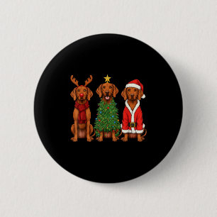 Retro Christmas Vizsla Santa Reindeer Dog Lover 6 Cm Round Badge