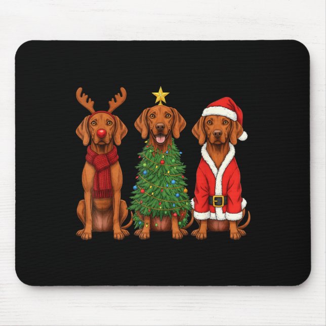 Retro Christmas Vizsla Santa Reindeer Dog Lover  Mouse Mat (Front)