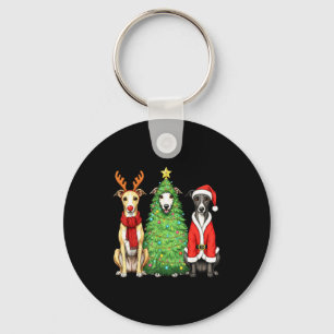 Retro Christmas Whippet Santa Reindeer Dog Lover Key Ring