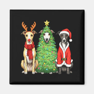Retro Christmas Whippet Santa Reindeer Dog Lover Magnet
