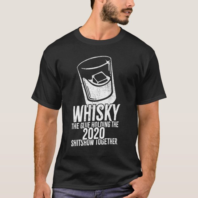 Retro Christmas Whisky The Glue Party Drinking T-Shirt (Front)