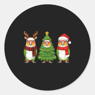 Retro Christmas White Bellied Caique Parrot Santa  Classic Round Sticker