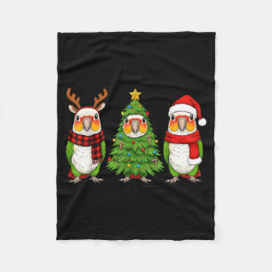 Retro Christmas White Bellied Caique Parrot Santa Fleece Blanket