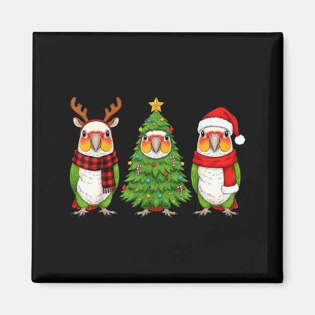 Retro Christmas White Bellied Caique Parrot Santa  Magnet (Front)