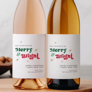 Retro Christmas Wine Bottle Label Drink Gift Label